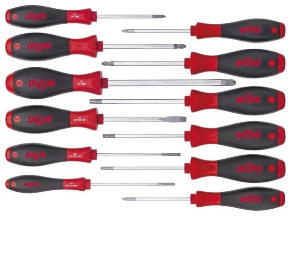 Набор отвёрток SL3.5 SL4.5 SL5.5 PH1 PH2 PH3 PZ1 PZ2 T15 T20 T25 T30 SoftFinish Wiha 41002 41002 фото