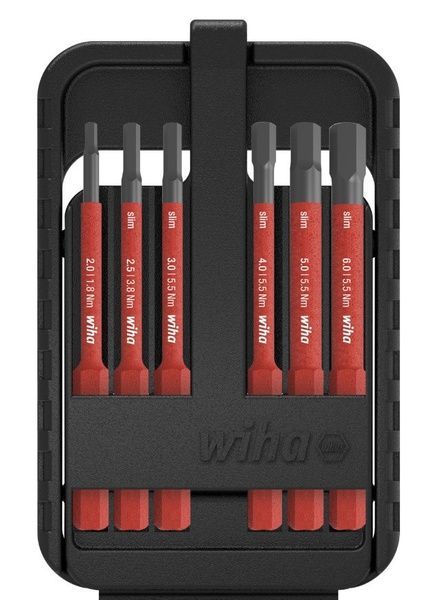 Набор бит 6 штук шестигранники HEX slimBit electric Wiha 43156 43156 фото