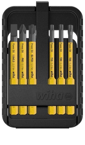 Набор бит 6 штук SL5.5 / PH2 / SL/PZ2 / TORX T15 T20 T25 Power slimBit electric Wiha 44106 44106 фото