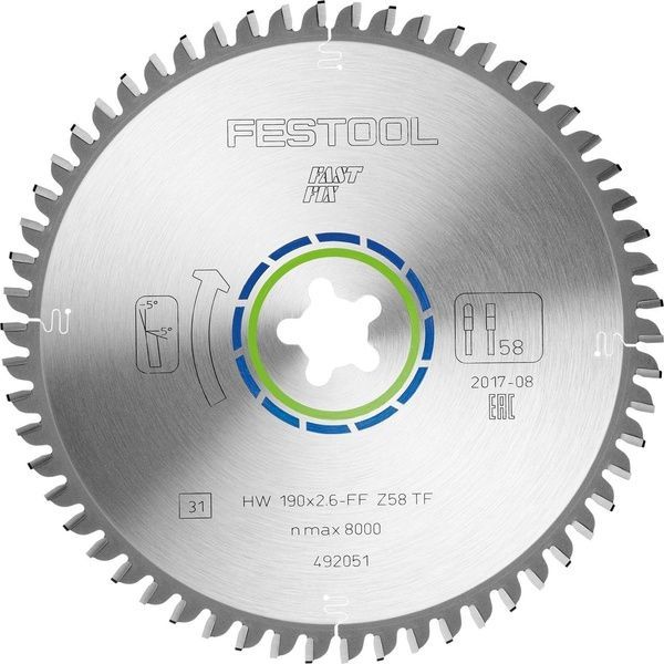 Пильный диск ALUMINIUM/PLASTICS HW 190 x 2.6 FF TF58 Festool 492051 492051 фото